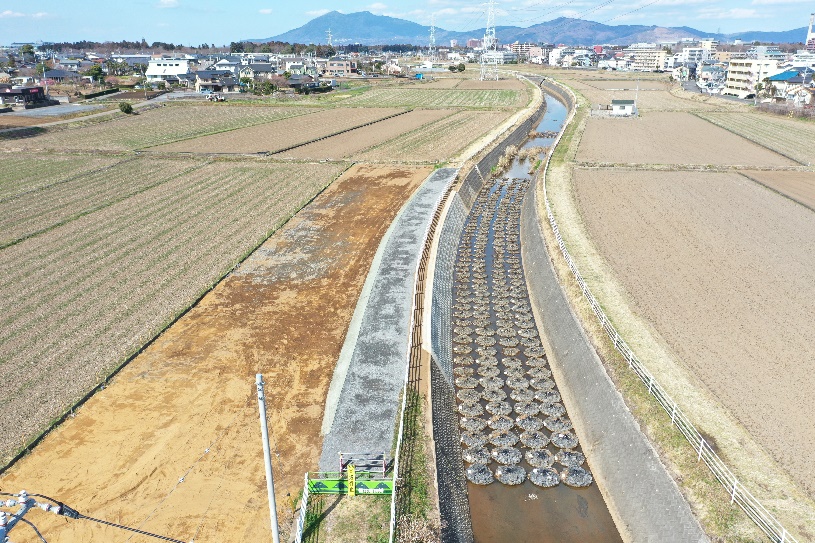 工事名：03県単河防　護岸修繕工事 令和5年3月竣工 発注者：茨城県土浦土木事務所 完成1